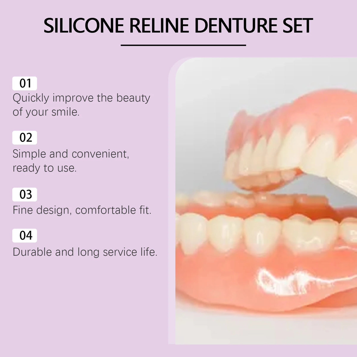 Silicone Reline Denture Set for Comfortable Fit and Natural Smile