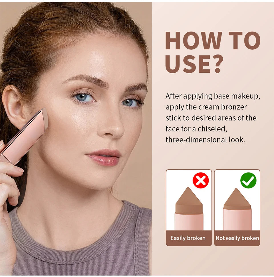 Cream Bronzer and Contouring Stick for Sculpted Face Makeup - 16