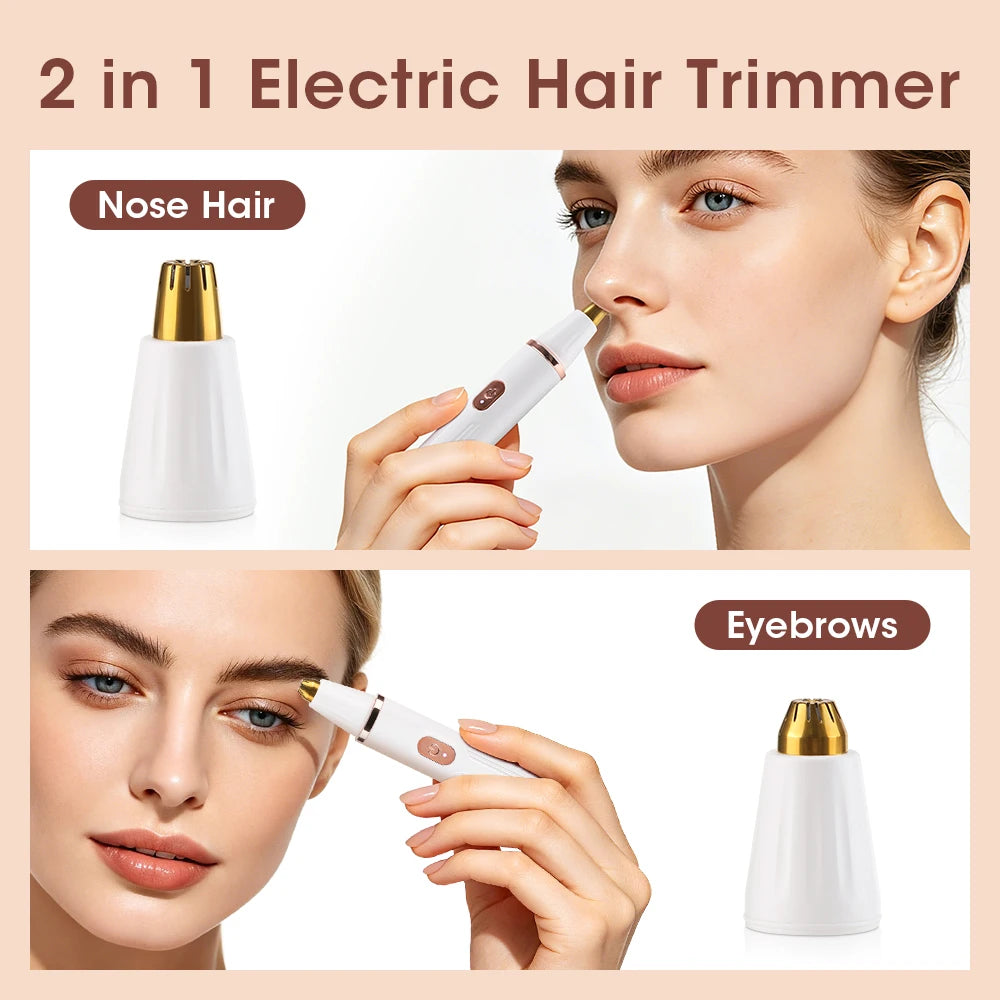 2-in-1 Rechargeable Electric Eyebrow and Nose Hair Trimmer