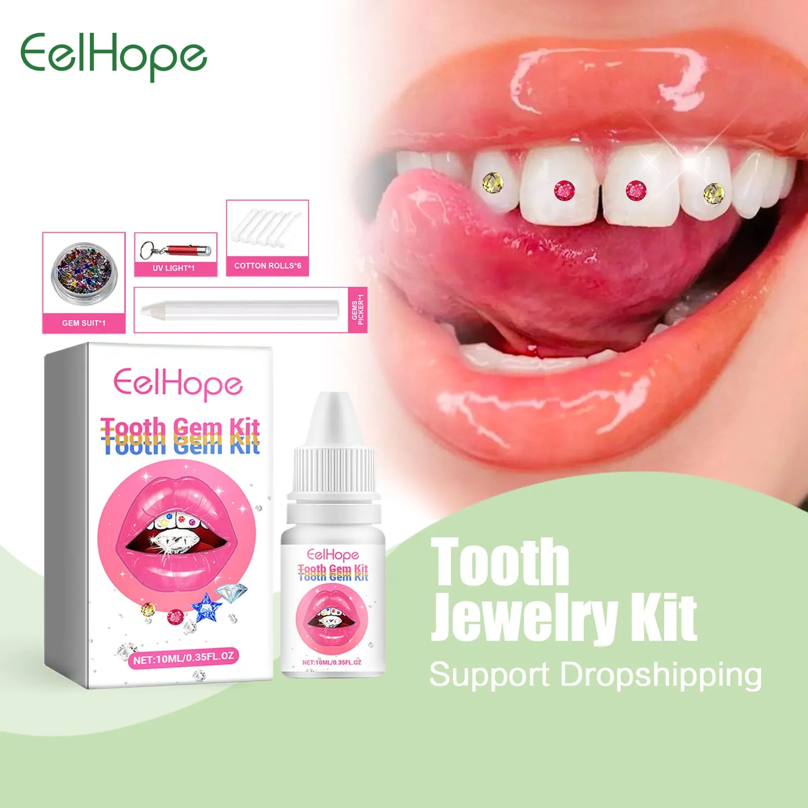 Professional DIY Tooth Gem Kit with UV Light - 1