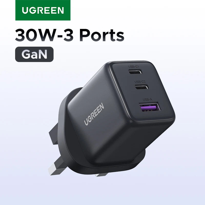 30W GaN 3-Port USB-C Fast Wall Charger - 1