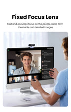 2K HD USB Webcam with Dual Microphones for Video Conferencing