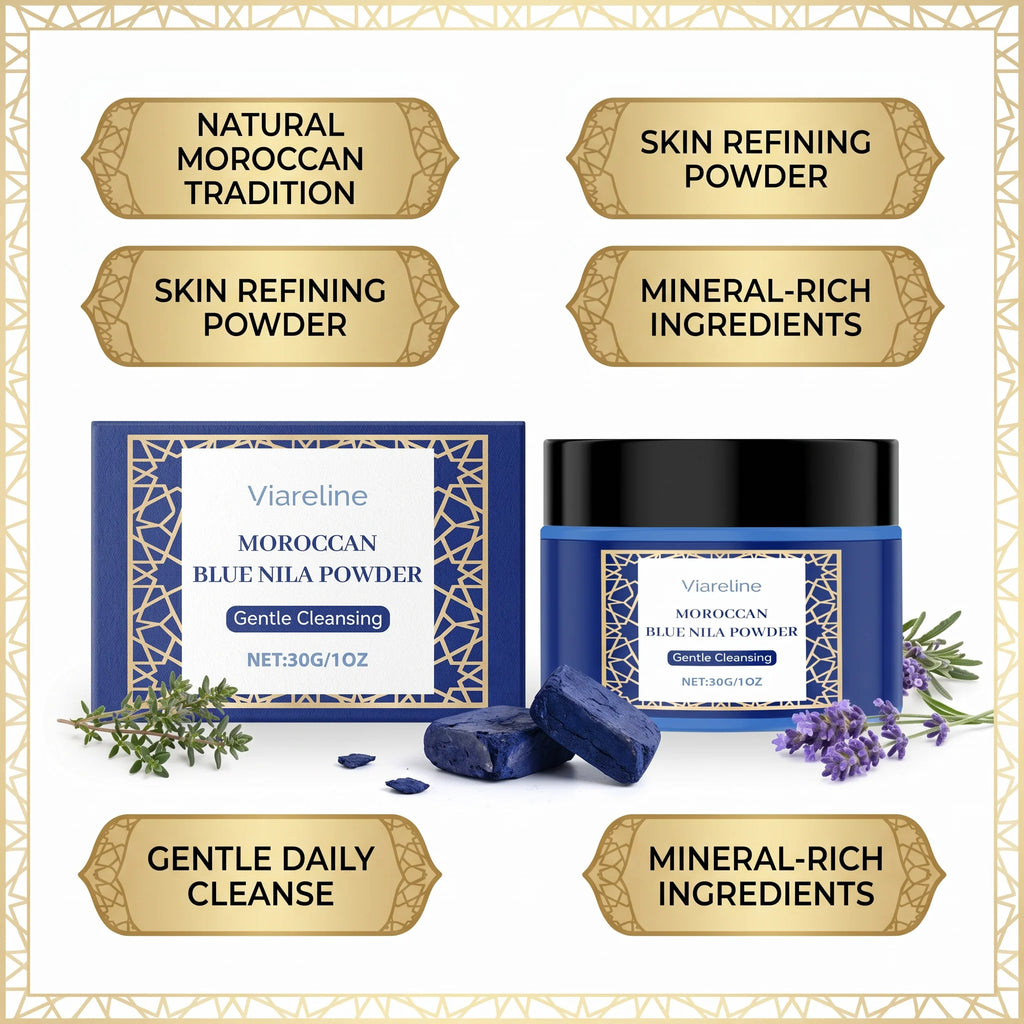 Moroccan Blue Nila Powder for Face Brightening and Cleansing