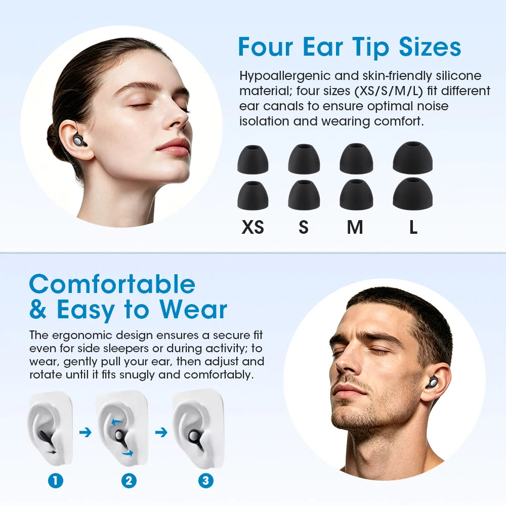 Reusable Noise-Canceling Silicone Sleep Earplugs with Storage Case