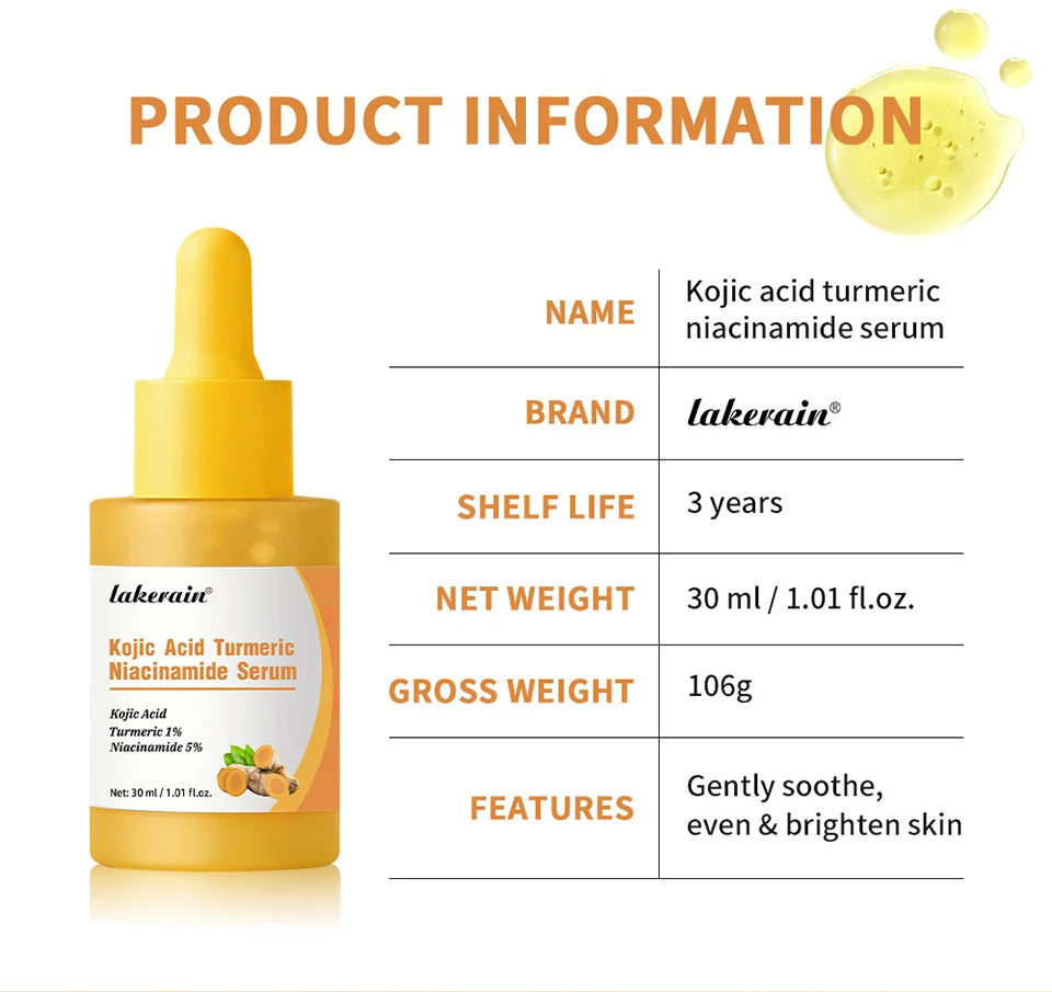Brightening Kojic Acid and Turmeric Facial Serum
