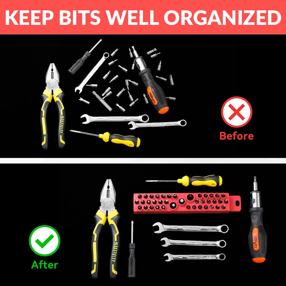 Magnetic 39-Hole Organizer for 1/4 Inch Hex Screwdriver Bits - 5