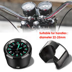 Aluminum Alloy Motorcycle Handlebar Quartz Clock for 22-25mm Bars