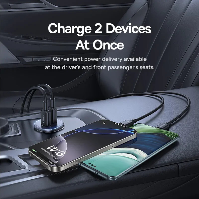 30W Dual Port Fast Car Charger USB and Type-C