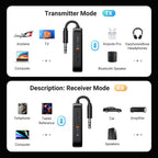 2-in-1 Bluetooth 5.2 Transmitter and Receiver for Airplane and TV