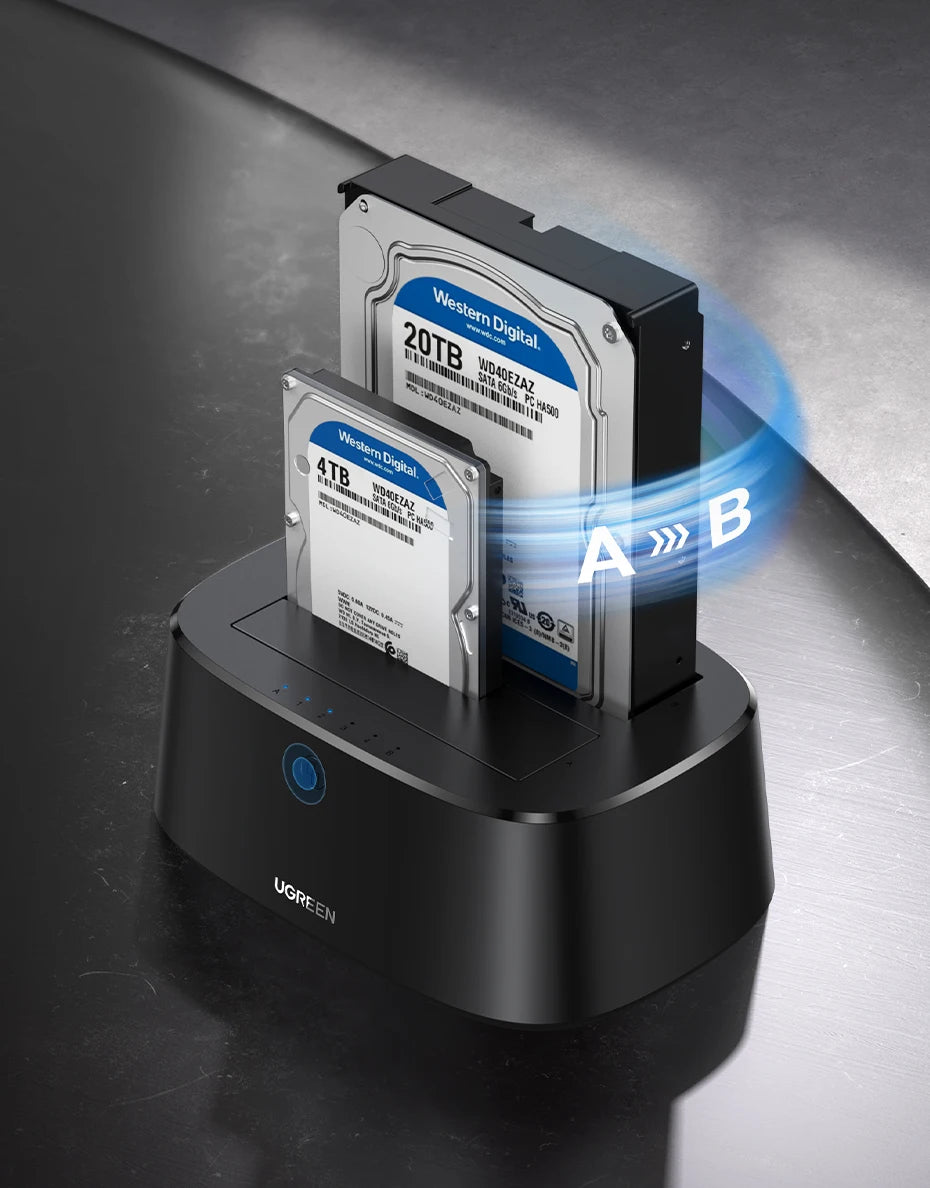 Dual Bay Hard Drive Docking Station for 2.5/3.5 Inch SATA SSD HDD