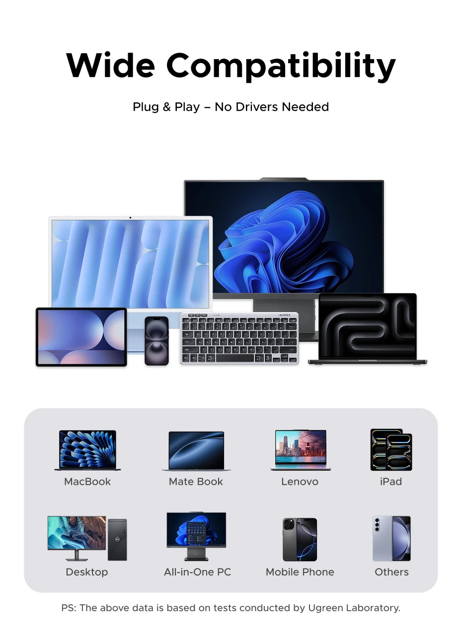 Dual-Mode Bluetooth 5.3 Wireless Slim Keyboard for Multi-Device