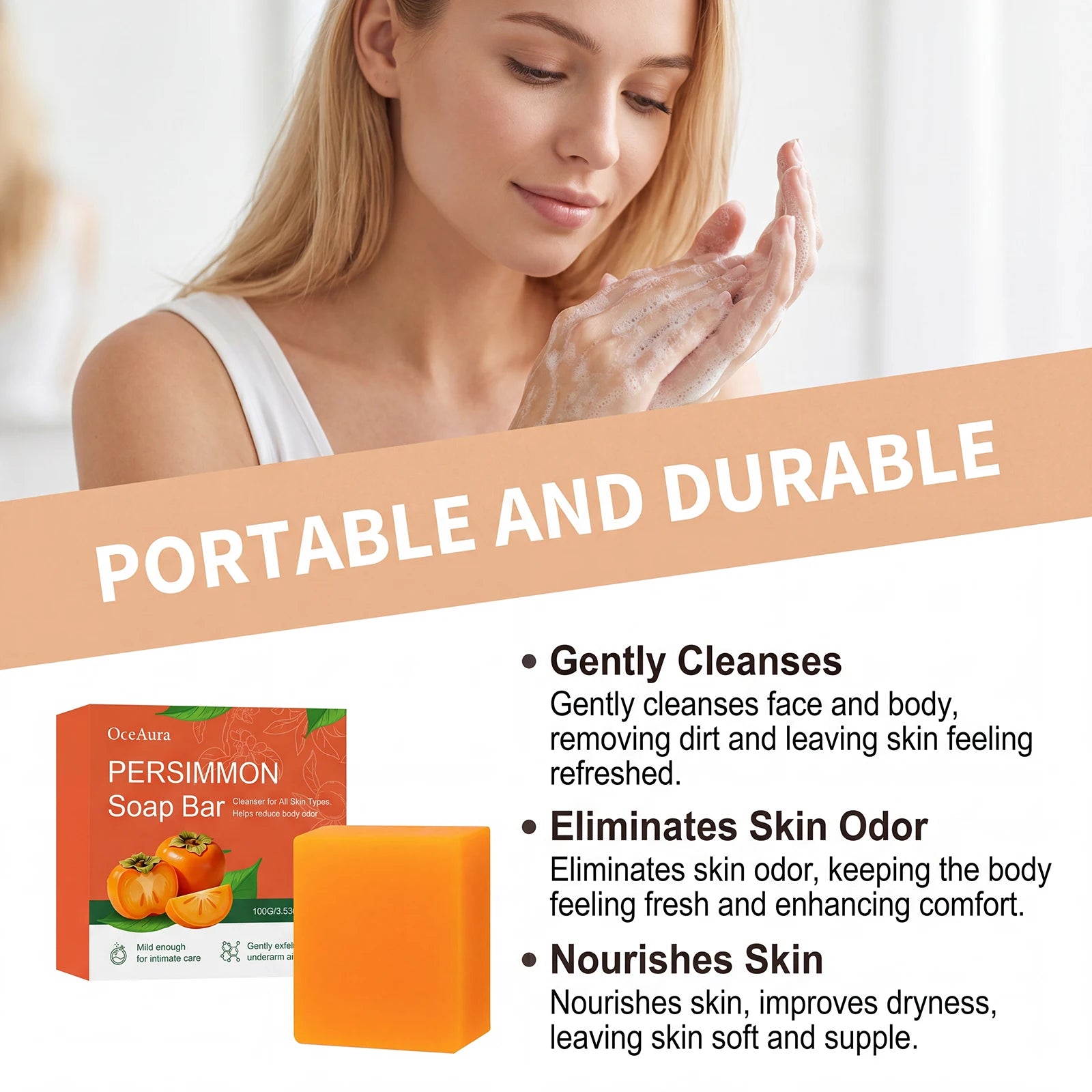 Exfoliating Persimmon Soap Bar for Body Odor and Skin Smoothing - 11