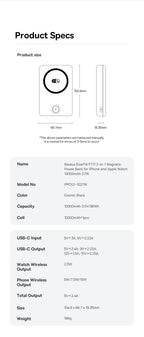 10000mAh Magnetic Wireless Power Bank for Phone and Watch