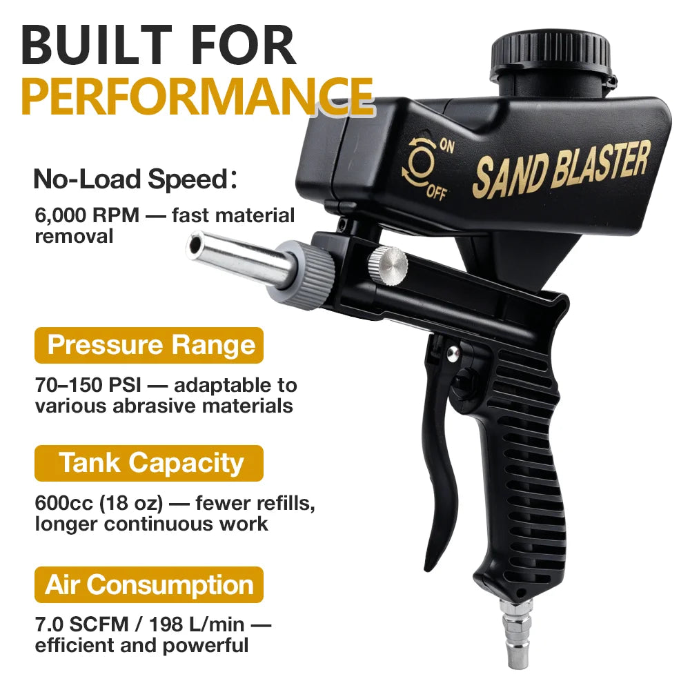 Portable Pneumatic Sandblasting Gun for Rust and Paint Removal