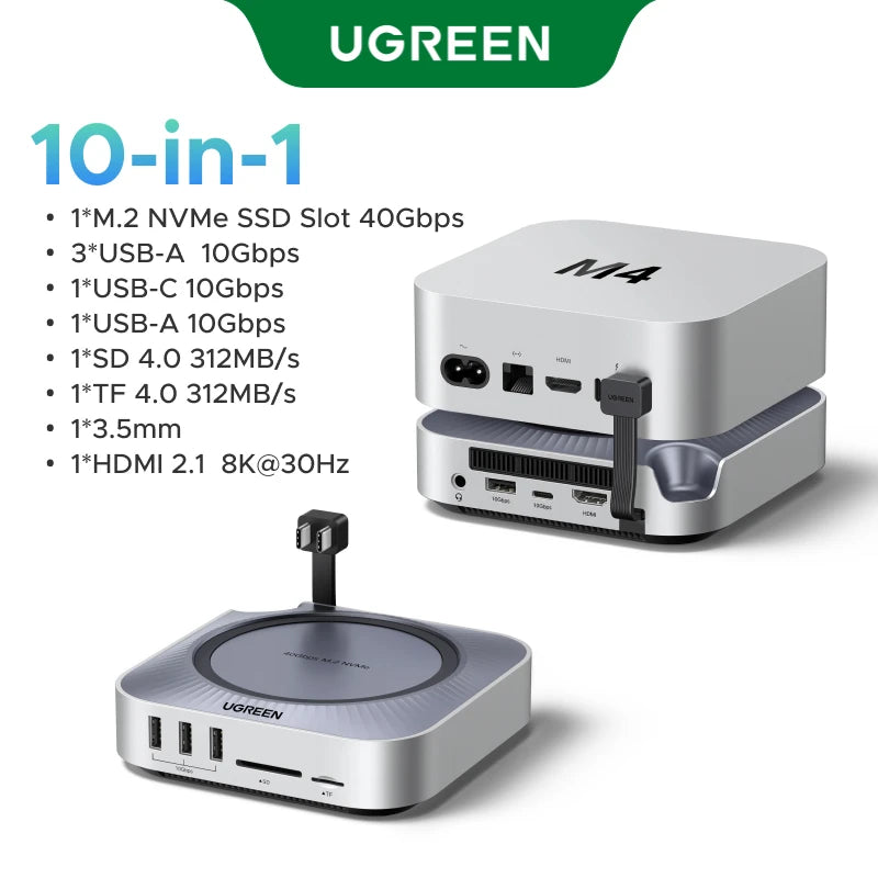 40Gbps Docking Station with M.2 NVMe SSD Case for Mac Mini