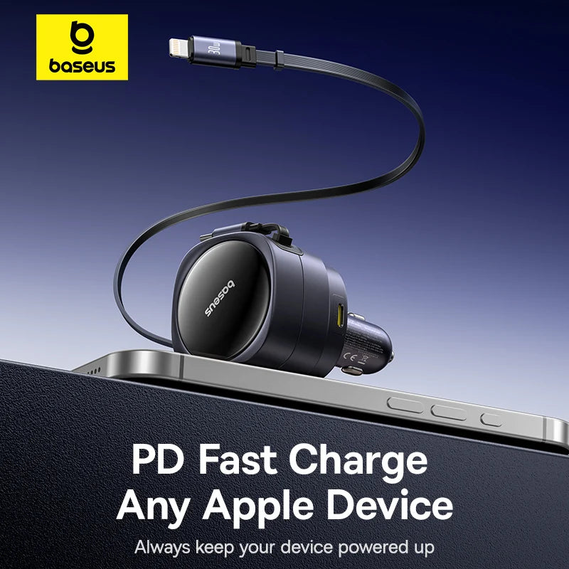 90W Fast Car Charger with Dual Retractable Cables - 5