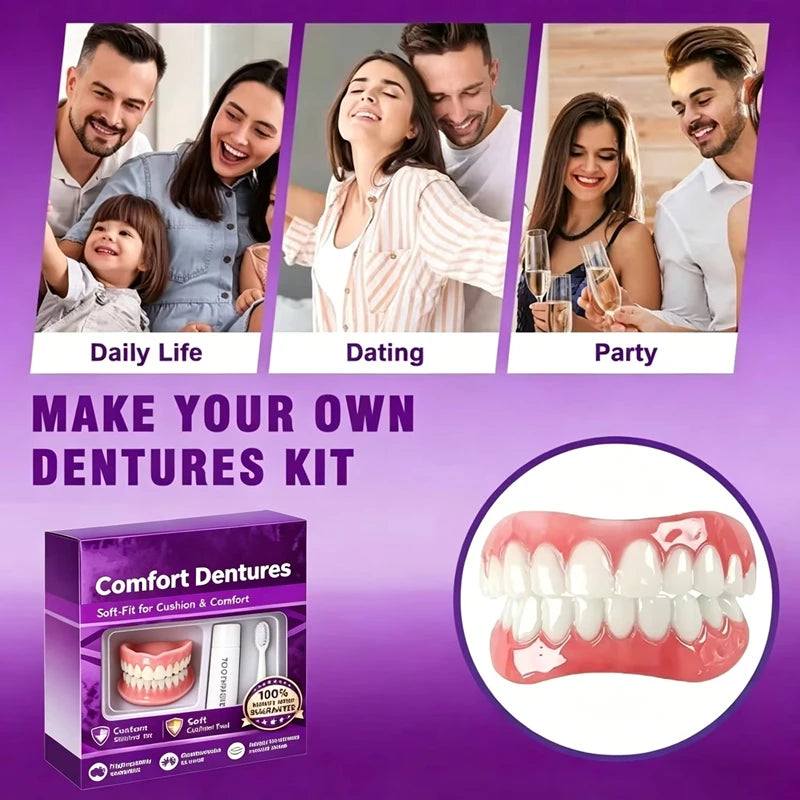 Comfort Fit Silicone Dentures Set for Instant Smile