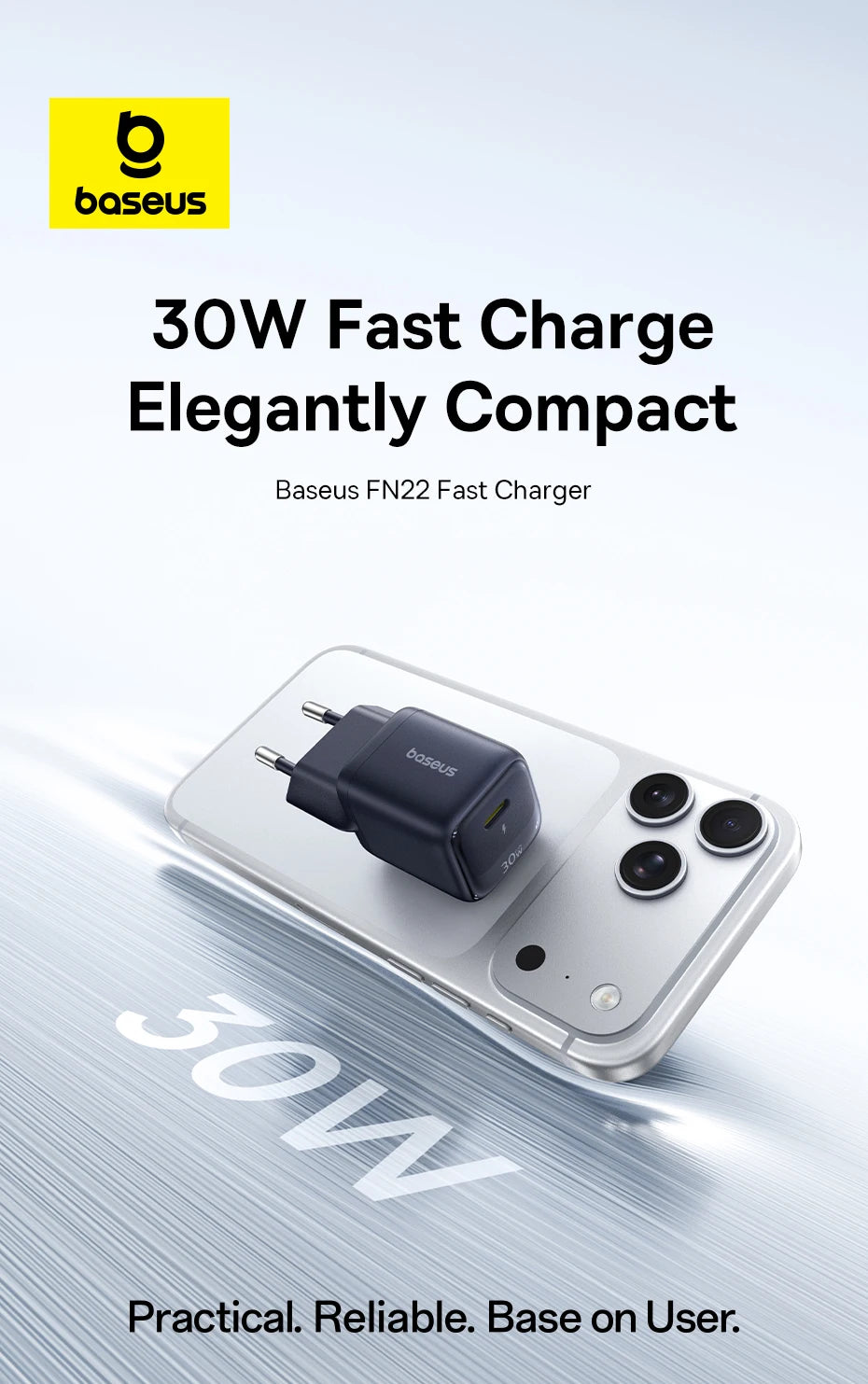30W GaN USB-C Fast Charger for Smartphones and Tablets