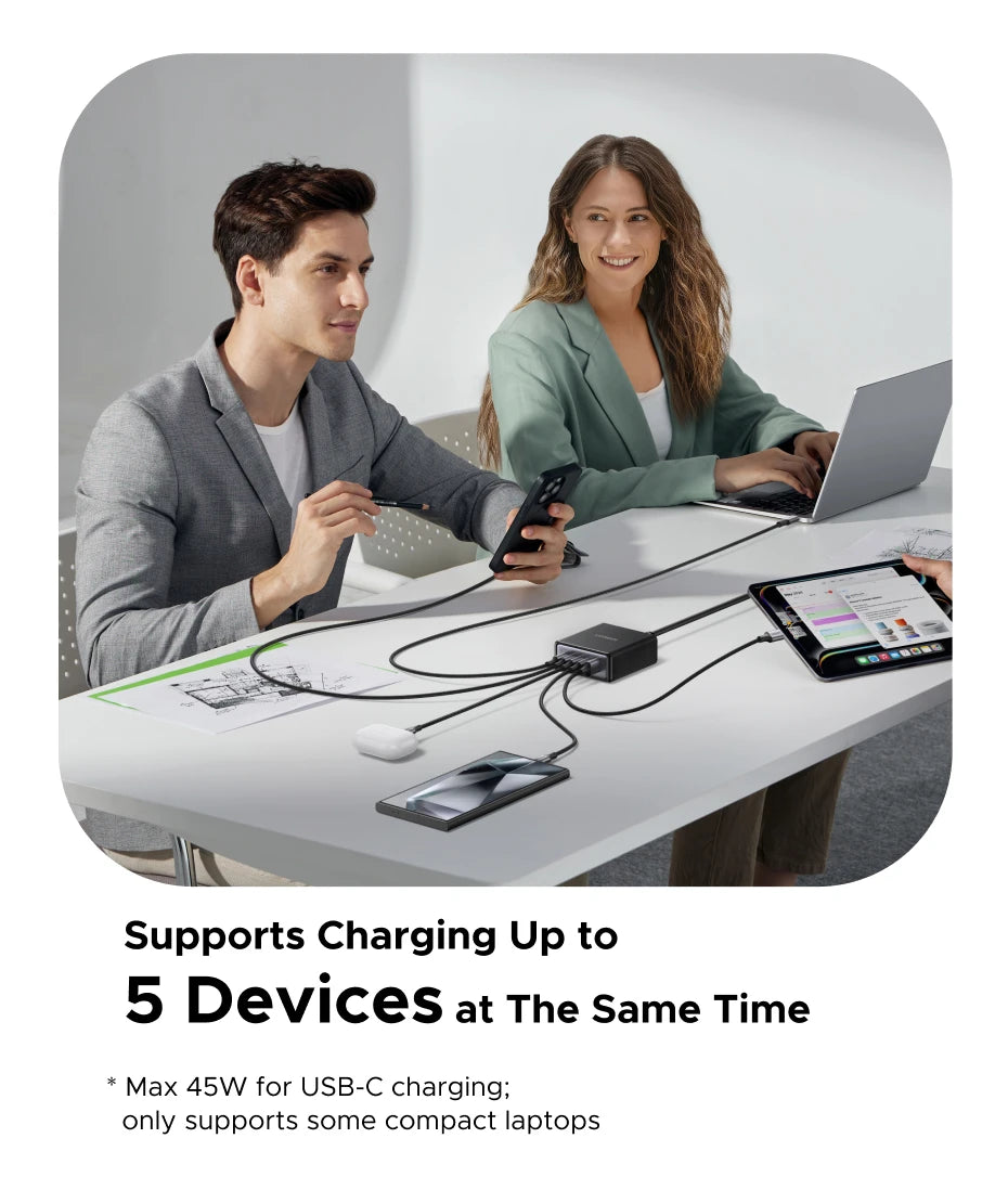 65W GaN 5-Port USB-C Desktop Fast Charger