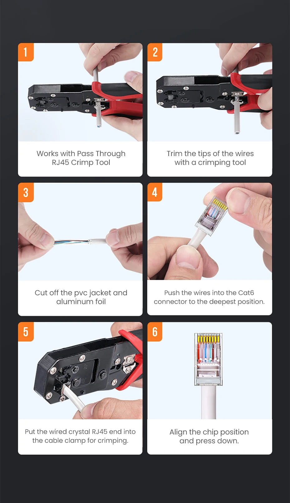 Cat 6 RJ45 Ethernet Network Cable Connector Plugs