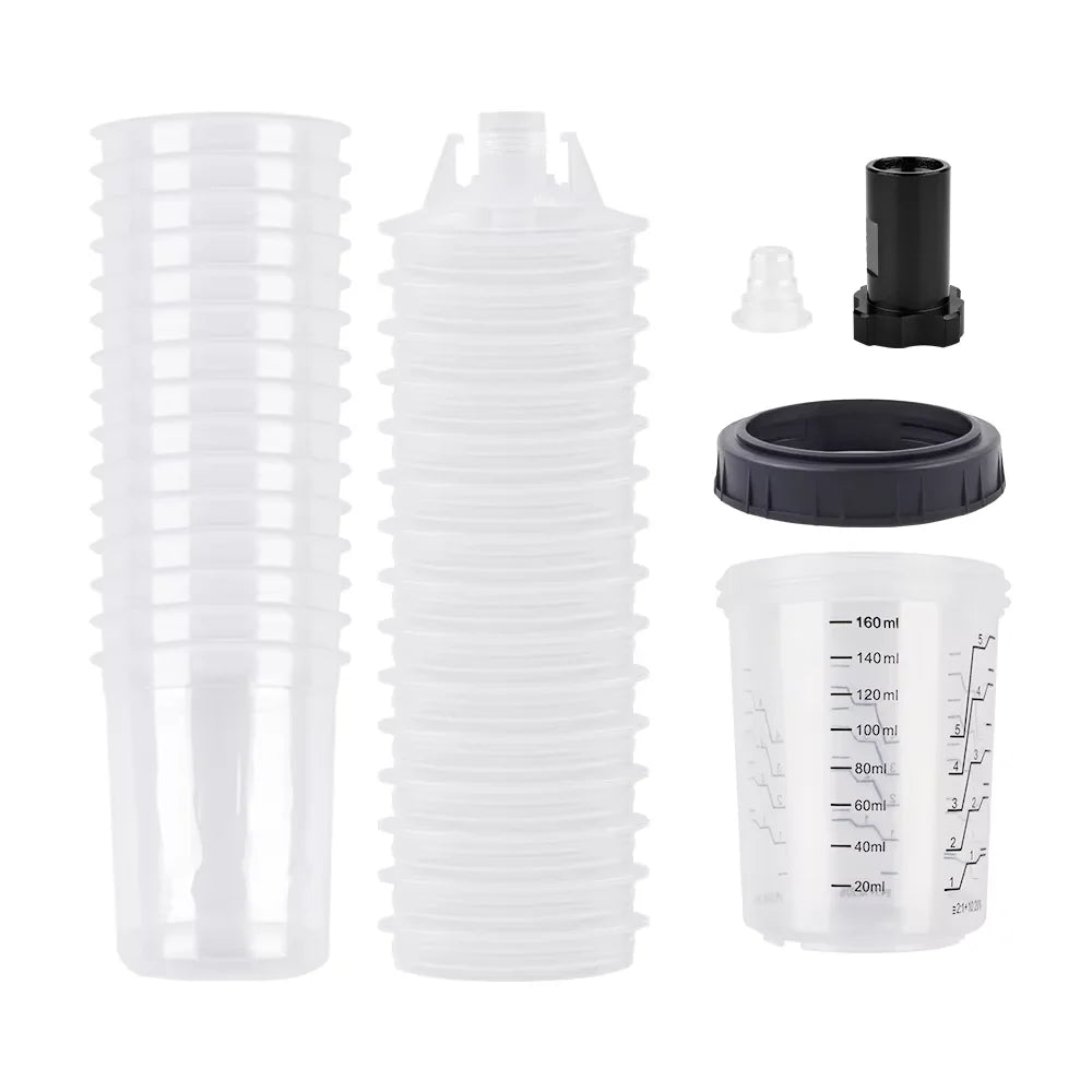 Disposable Paint Mixing Cup System with 14mm Spray Gun Adapter - 12