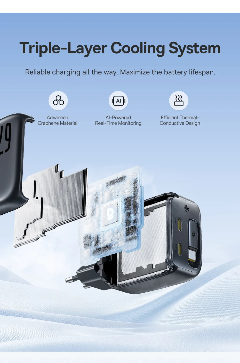 67W GaN Fast Charger with Retractable USB-C Cable for Laptops and Phones - 11