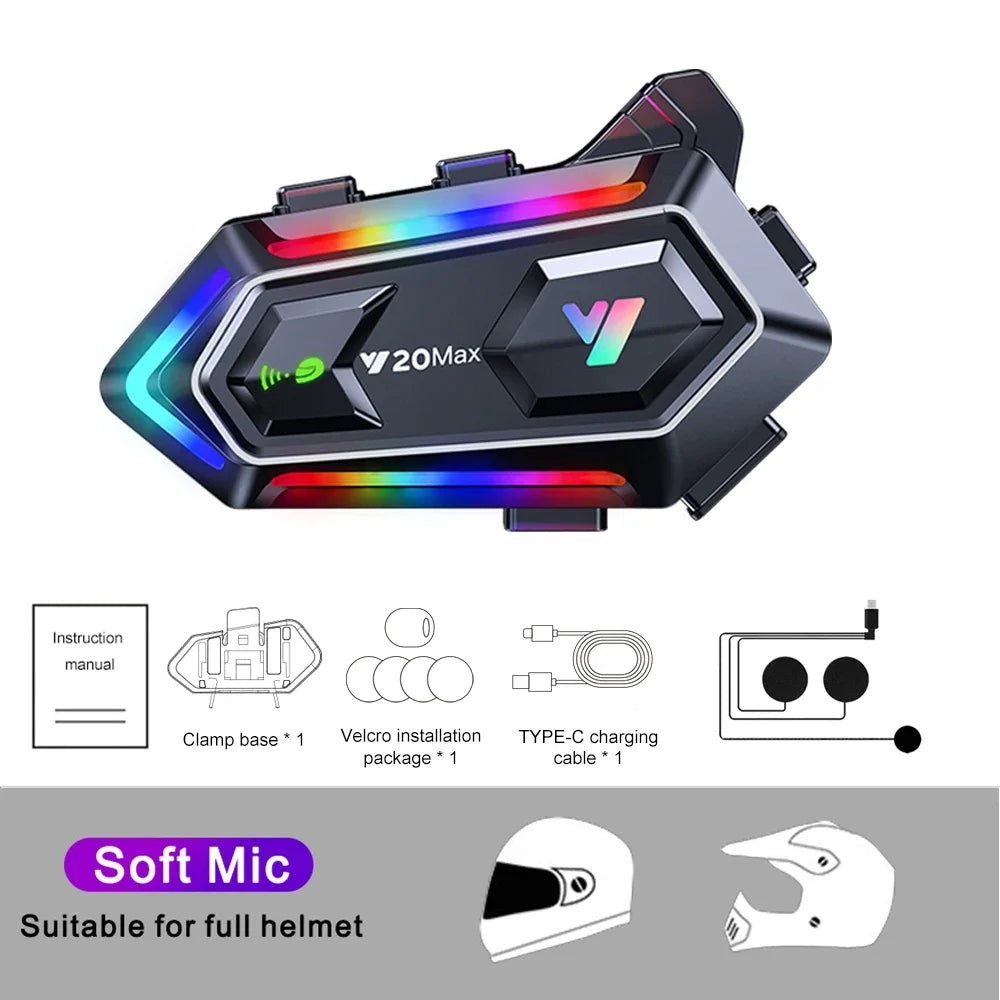 Bluetooth 5.3 Motorcycle Helmet Intercom Headset