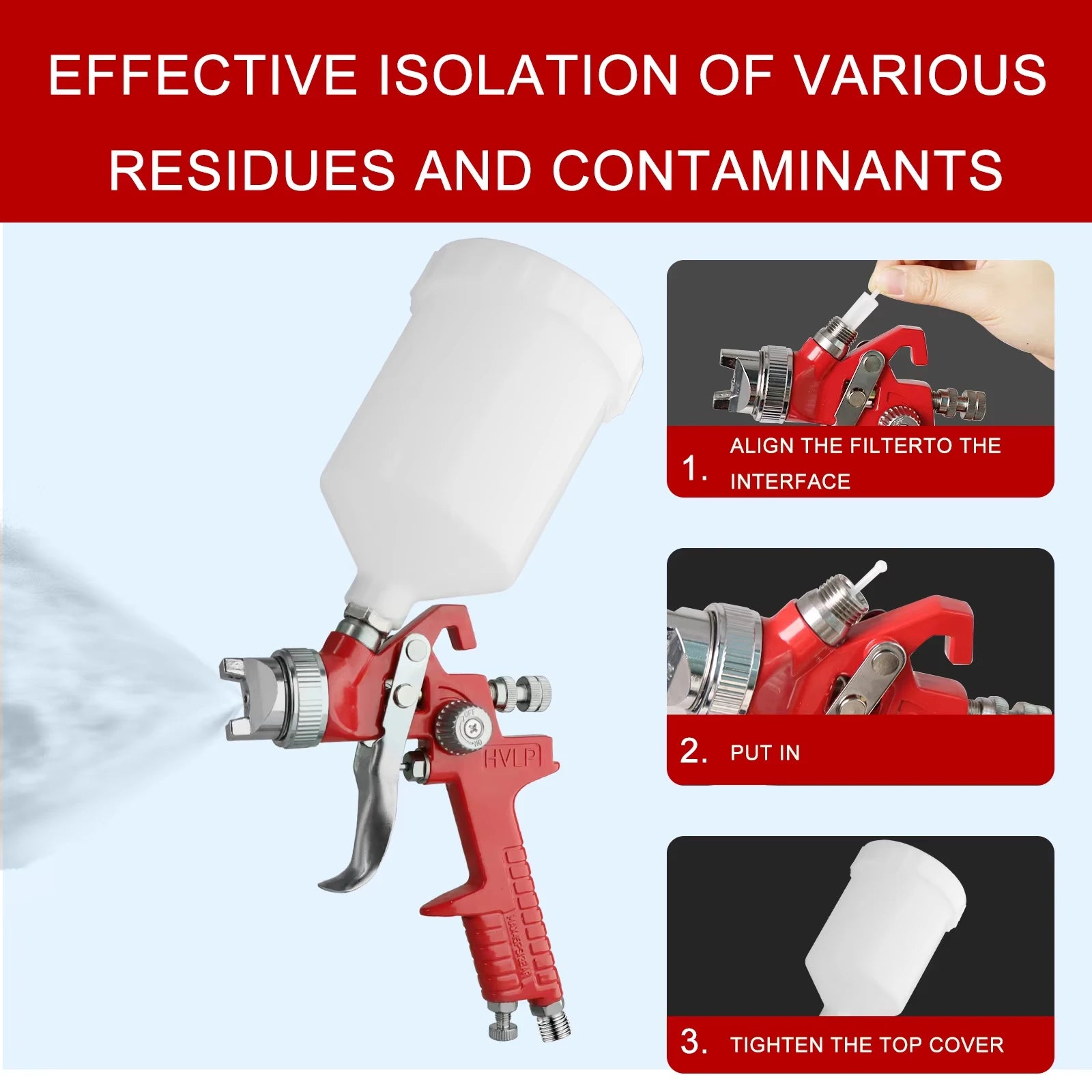 Professional HVLP Gravity Feed Spray Gun Kit for Painting - 3
