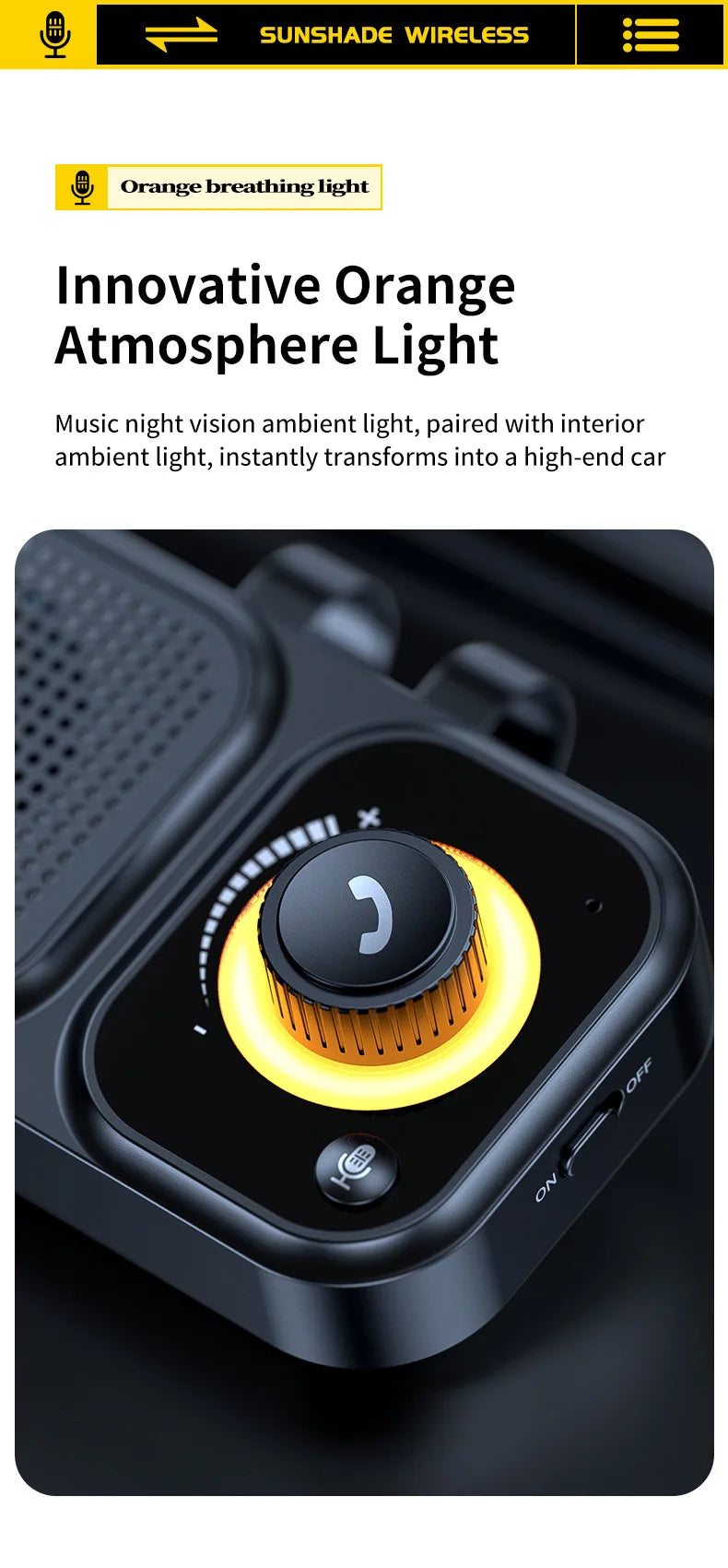 Bluetooth 5.4 Hands-Free Car Speakerphone for Sun Visor