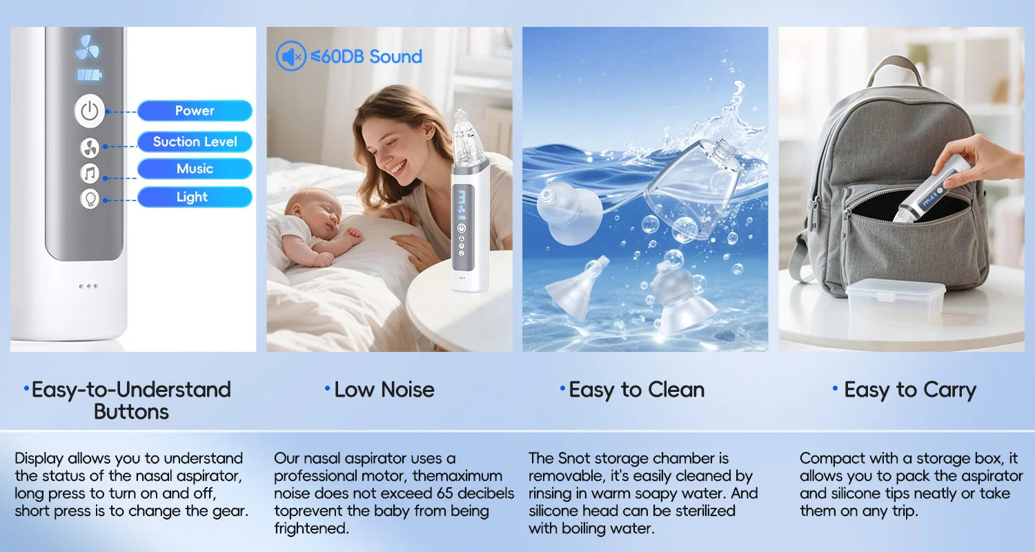 Electric Baby Nasal Aspirator with Music and Adjustable Suction - 11