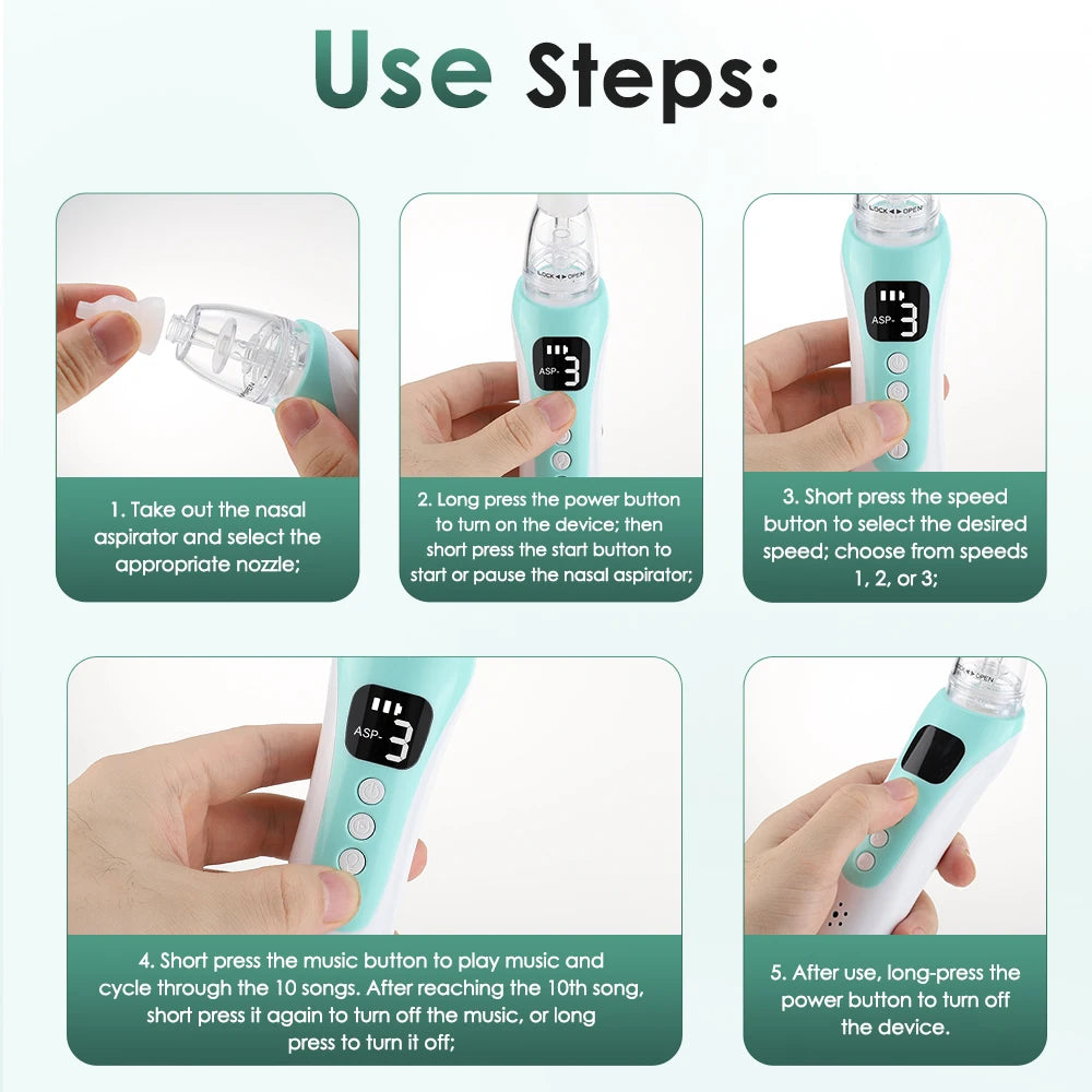 Electric Baby Nasal Aspirator with 3 Suction Levels and Music