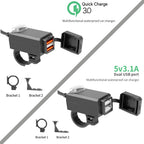 Waterproof Motorcycle Dual USB Charger with Quick Charge 3.0