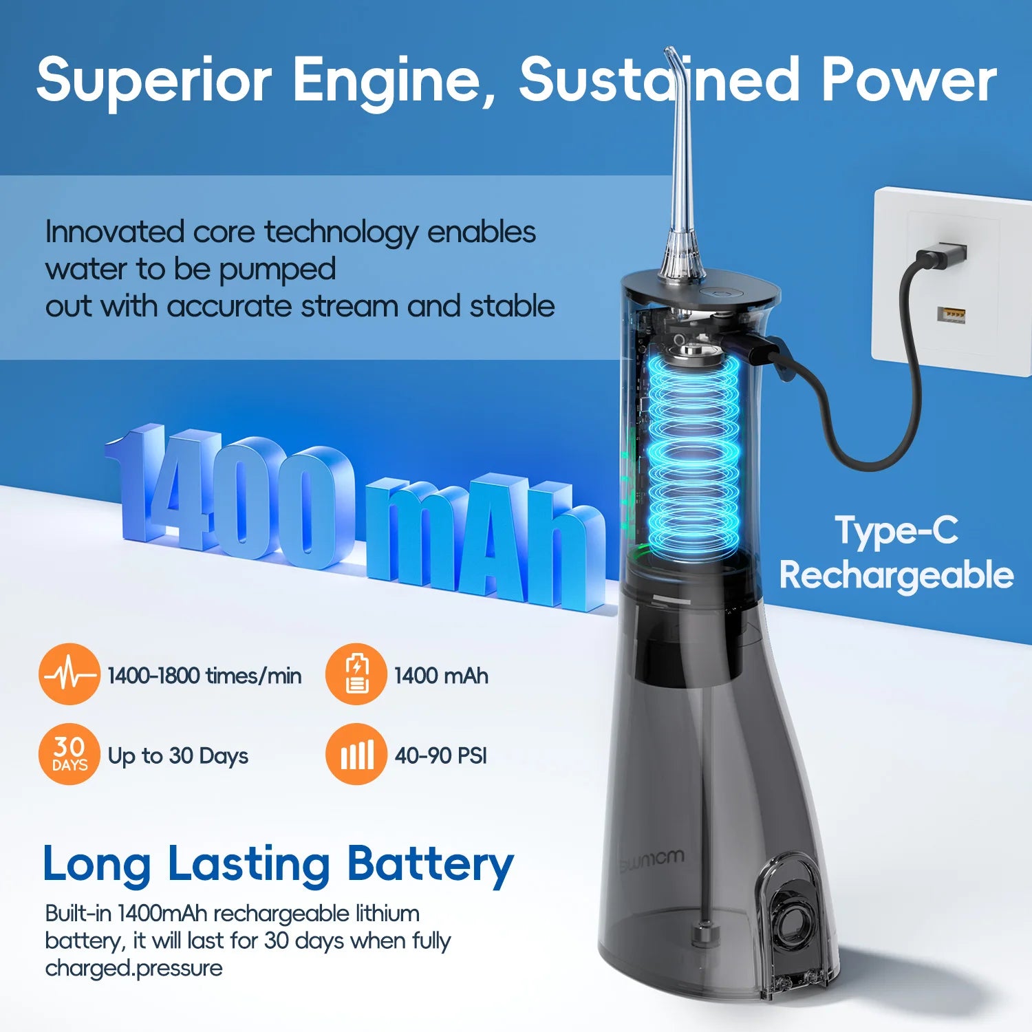 Portable Cordless Water Flosser for Teeth Cleaning - 3