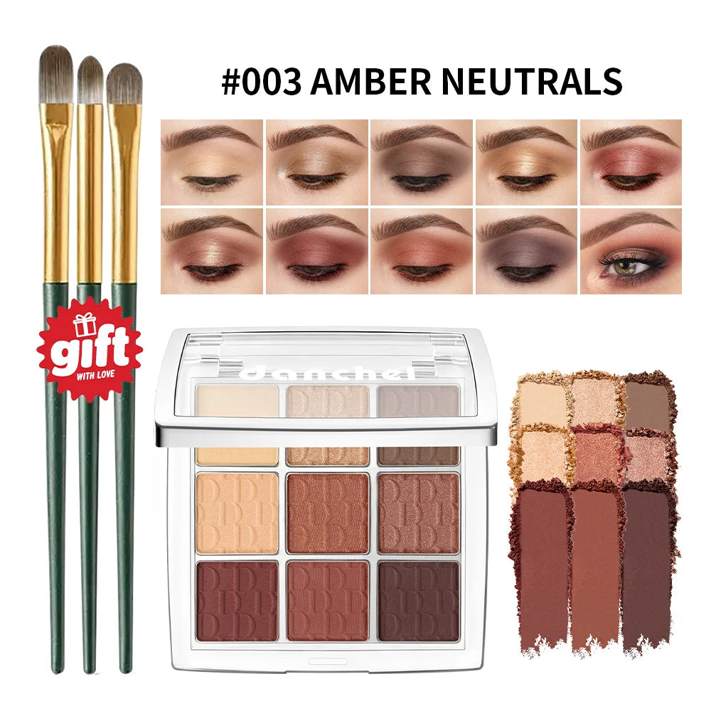 9-Color Eyeshadow Palette with Makeup Brush - 25