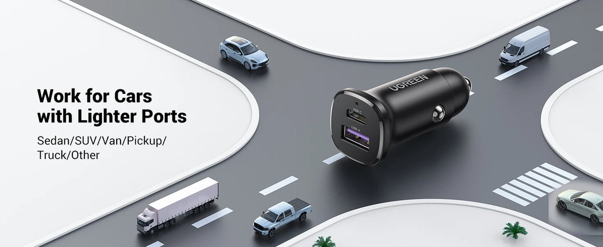 30W Fast USB-C Car Charger with Power Delivery