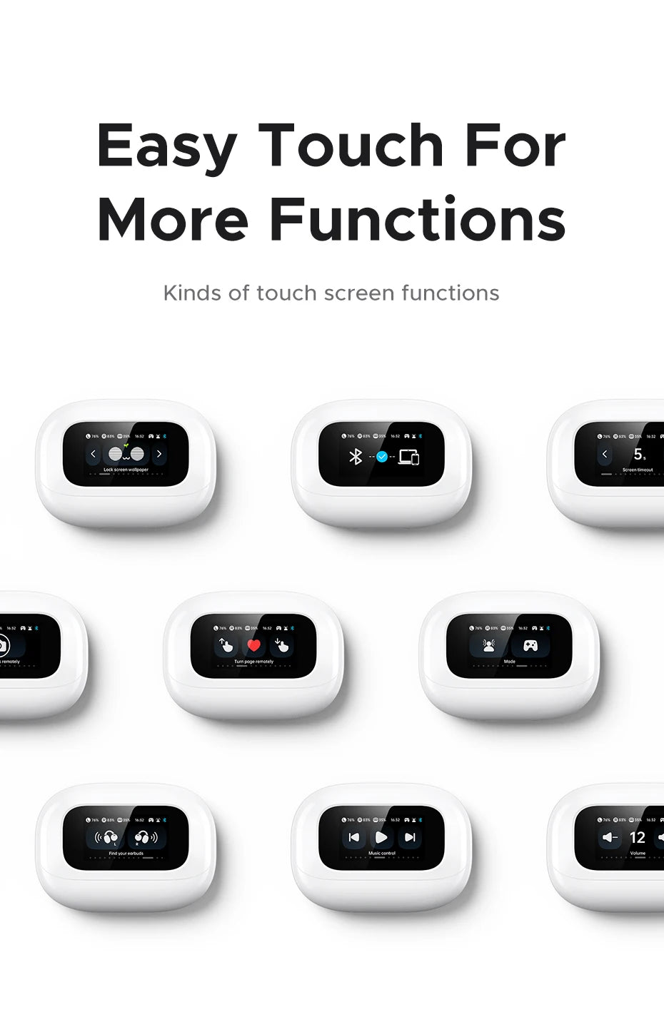 Wireless Open-Ear Bluetooth 5.4 Earbuds with Smart LCD Charging Case - 13