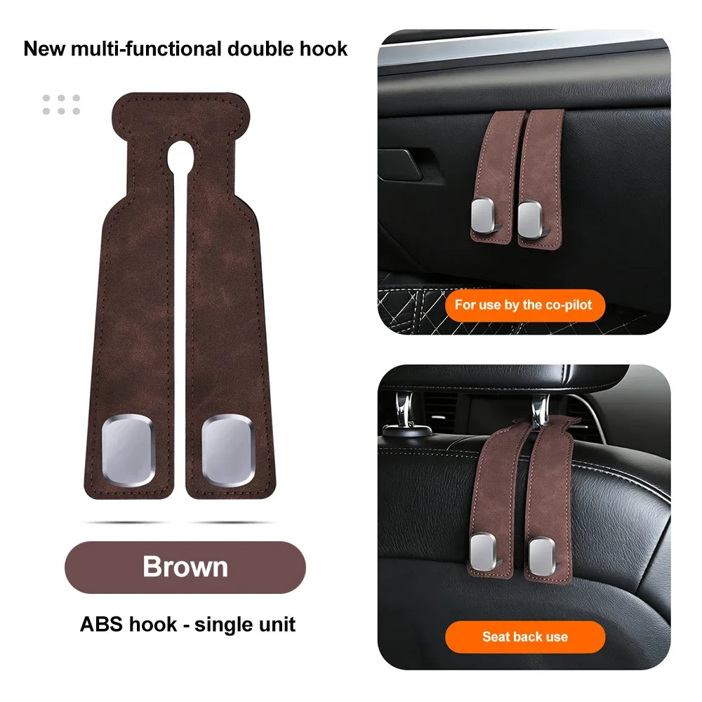 Suede Leather Car Glove Box Hanging Hook for Handbags and Accessories - 23