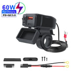 Motorcycle 100W Bidirectional USB Charger with Voltmeter and Switch