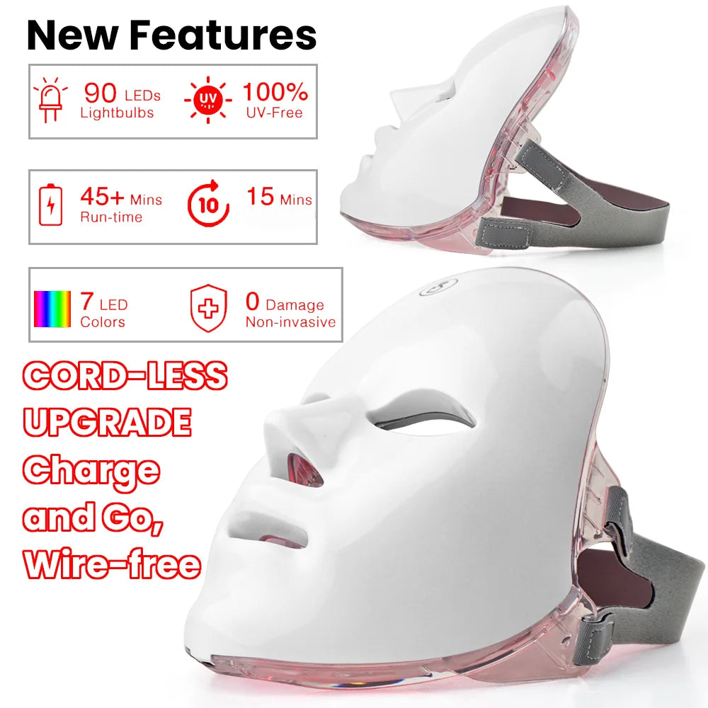 7-Color Rechargeable LED Photon Light Therapy Face Mask - 2