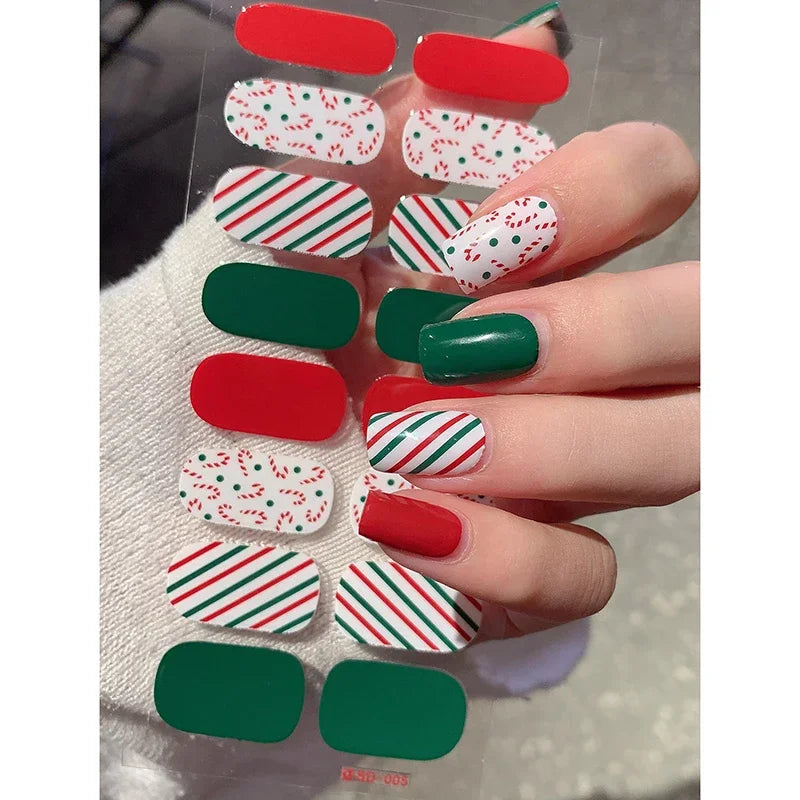 Christmas Semi-Cured Gel Nail Wrap Stickers