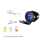 Dual QC 3.0 USB Fast Car Charger Socket 12V/24V Waterproof Outlet