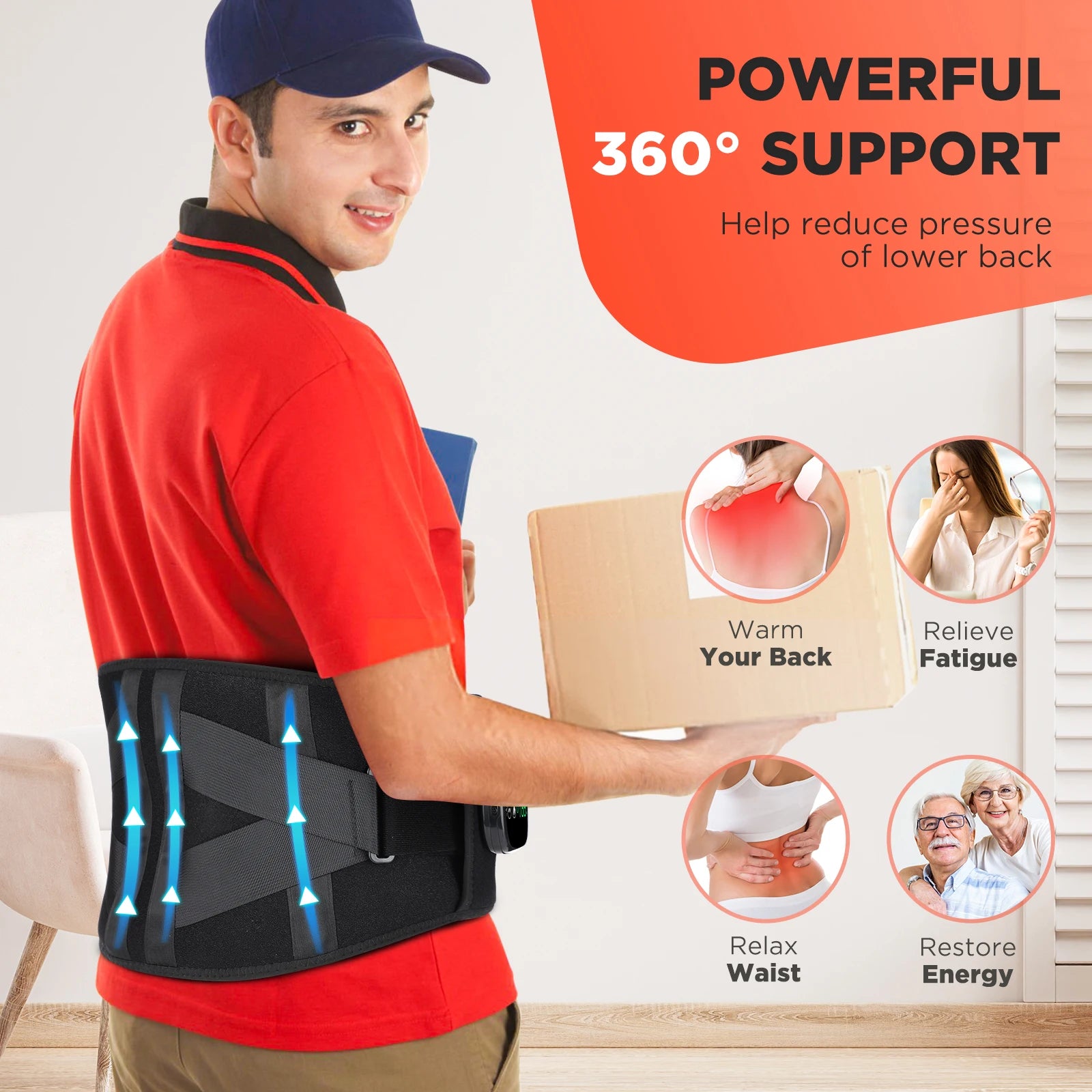 Heated Vibration Lower Back Massage Belt - 10