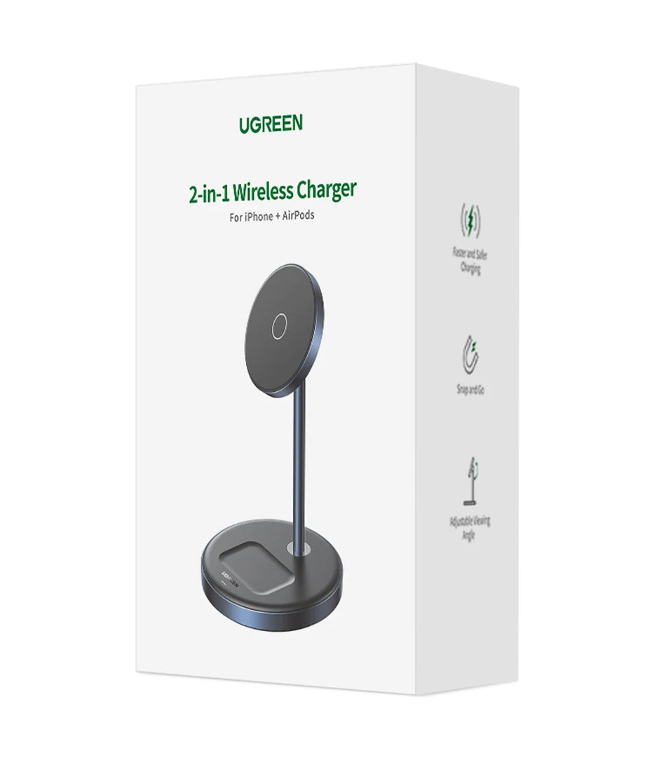 2-in-1 Magnetic Wireless Charging Stand for Phones and Earbuds - 18