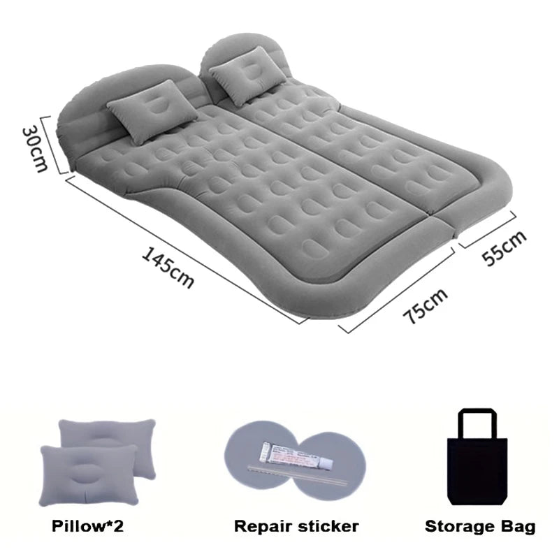 Inflatable Car Back Seat Mattress Bed with Pillows and Storage Bag