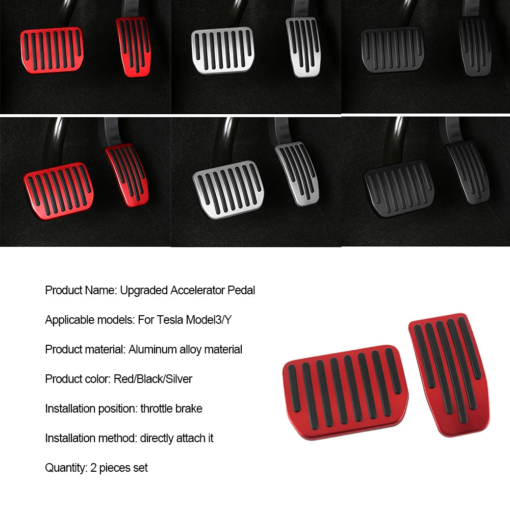 Anti-Slip Aluminum Pedal Cover Set for Tesla Model 3 and Model Y