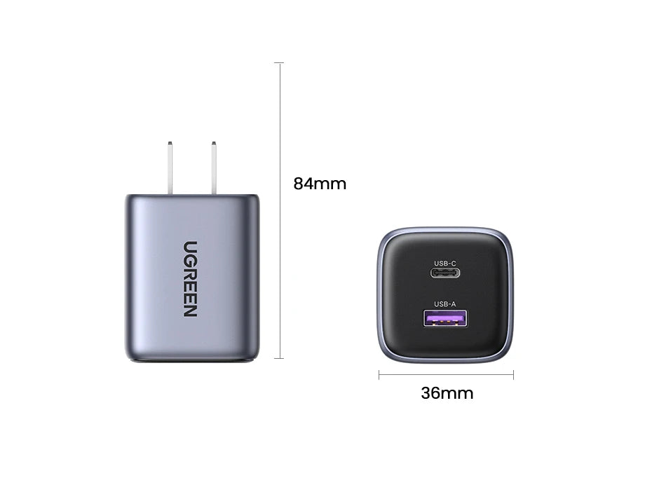35W GaN Dual Port USB-C and USB-A Fast Wall Charger