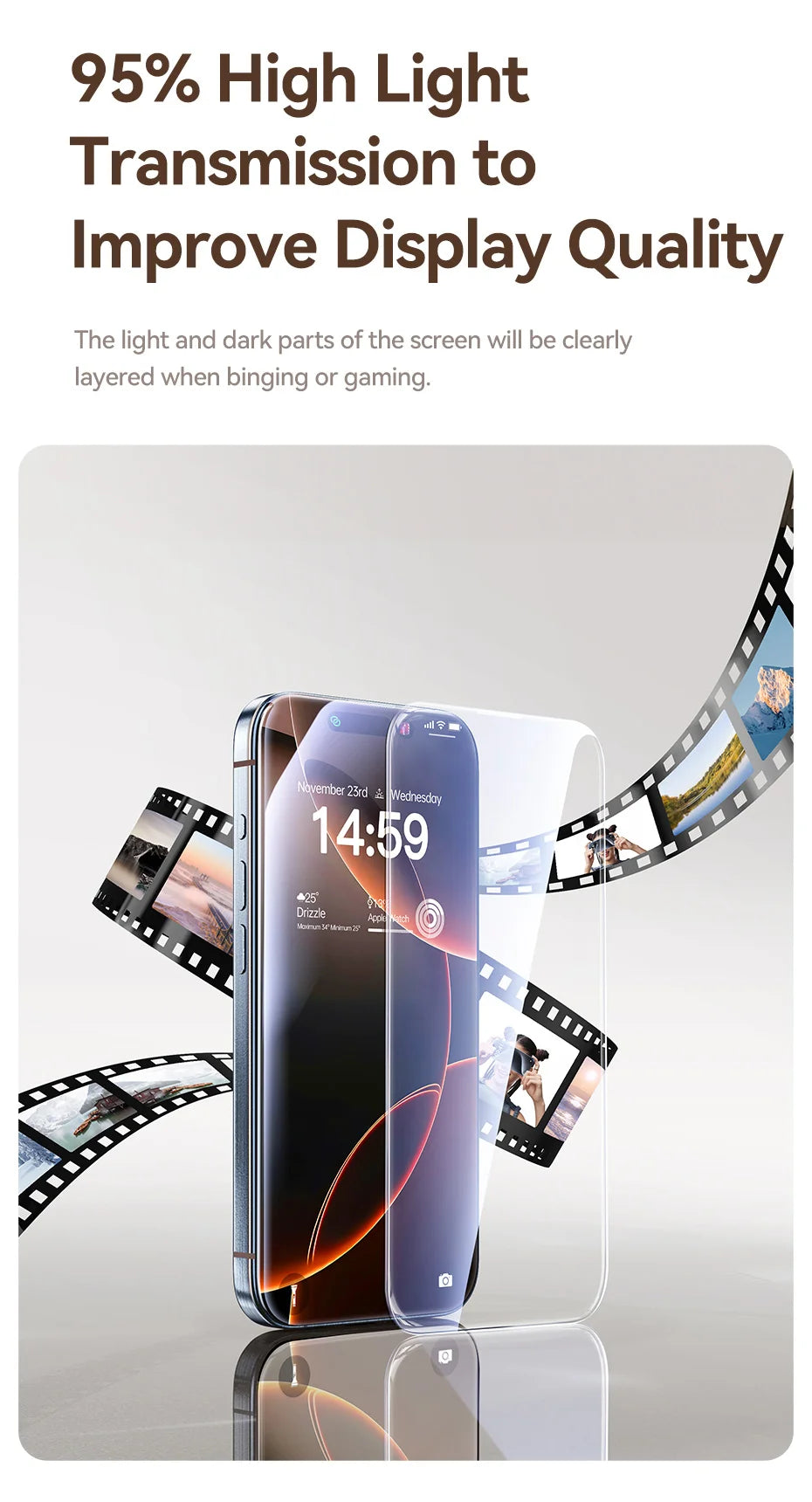 Bezel-Less Tempered Glass Screen Protector for iPhone - 14
