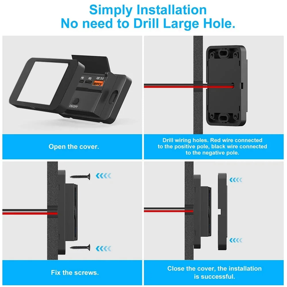 3 or 4 Port USB PD and QC3.0 Fast Charging Socket with LED Display