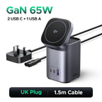 65W Desktop Charger with 15W Qi2 Magnetic Wireless Charging Stand