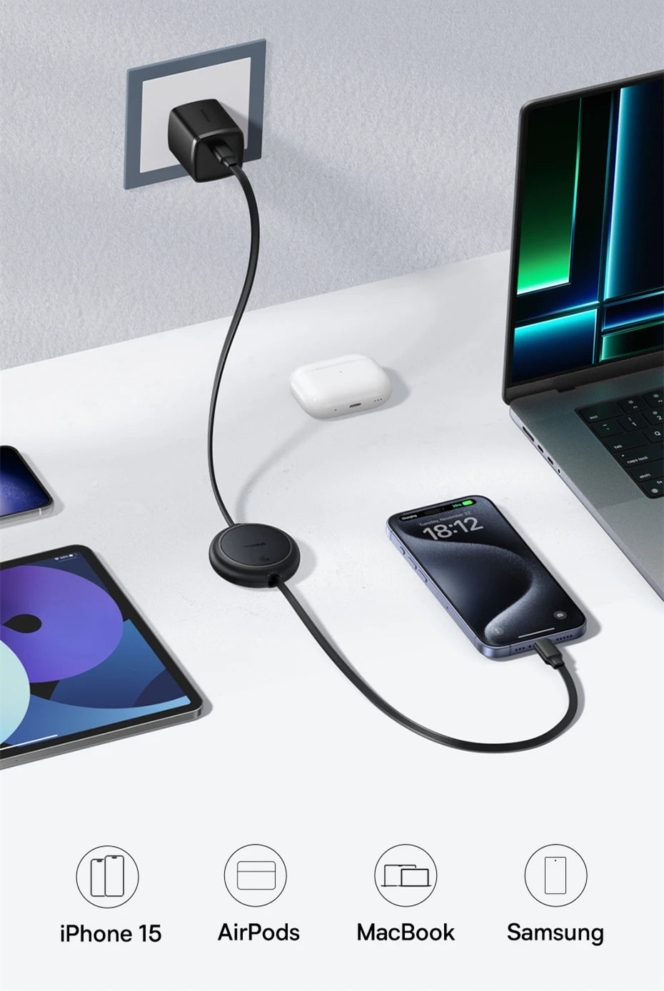 60W Retractable USB-C Fast Charging Cable - 9